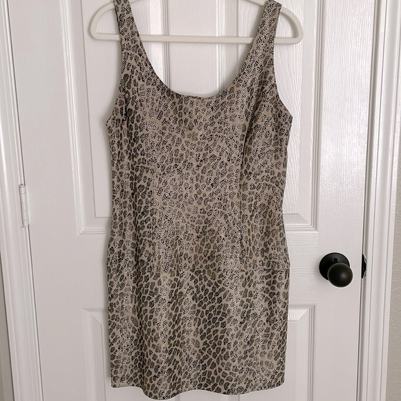 Vintage Dresses & Skirts - Vintage 80s Leather Cedars Shift Dress 8 Animal Leopard Print